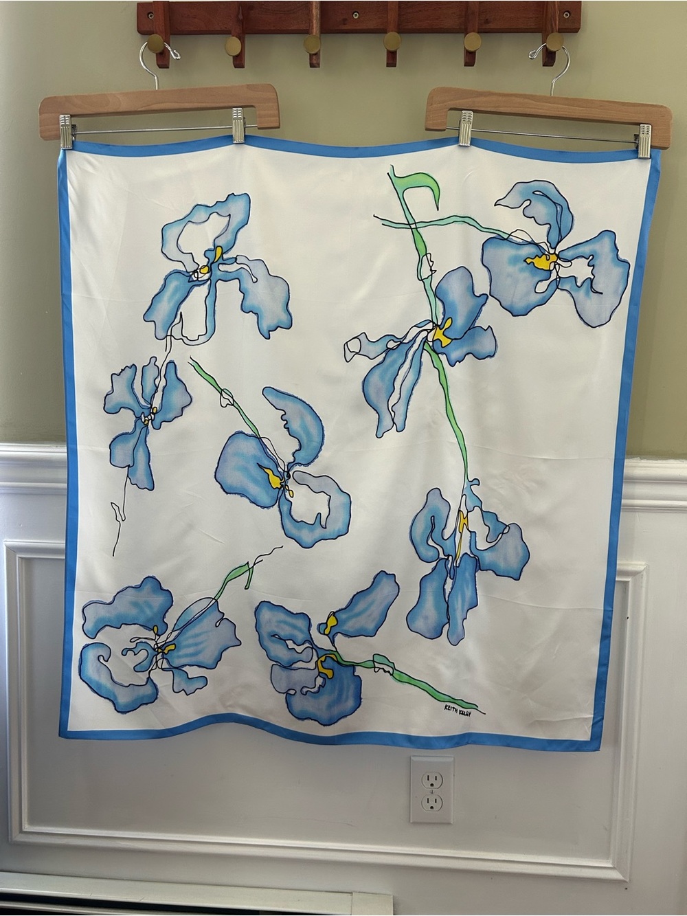 NWOT Blue Floral Silk Scarf Wrap - Women's Accent Scarf